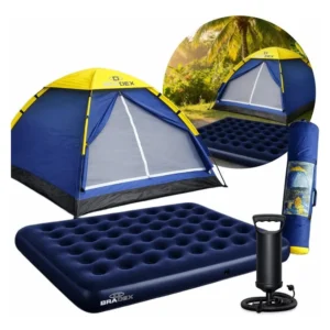 Barraca 4 Pessoas Camping Acampamento Colchão Casal + Bomba