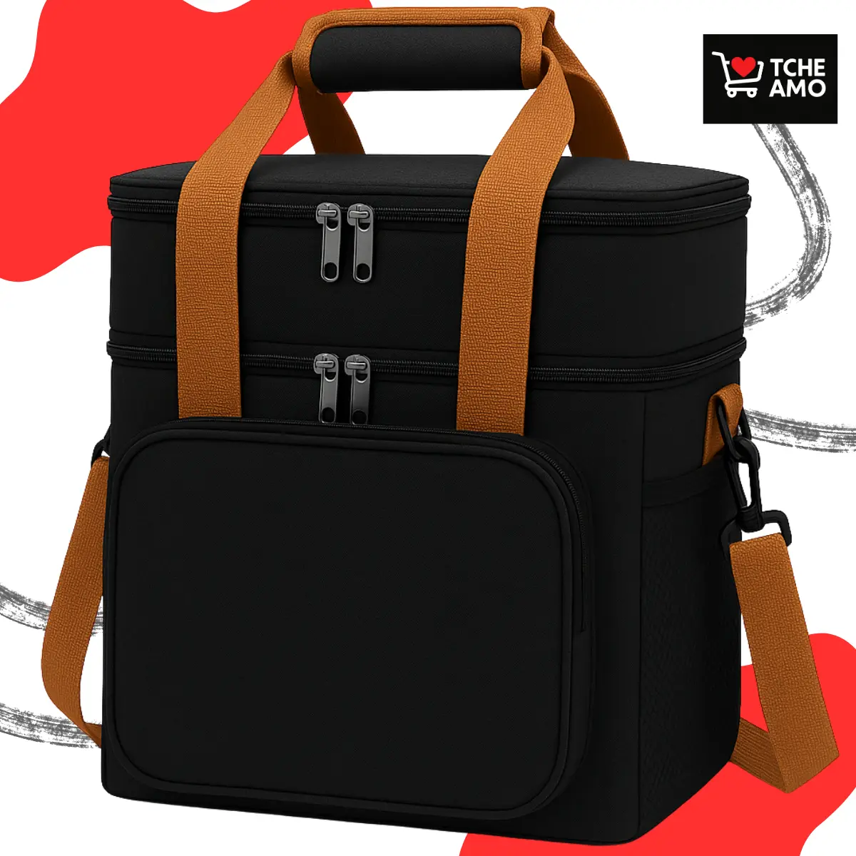 Bolsa Térmica 13.5 L com Alça e Bolsos - Cor Preto
