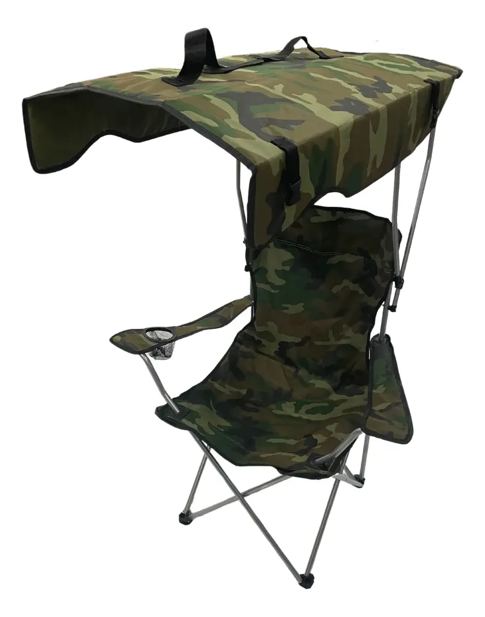 Cadeira Camping Portatil Dobravel Camuflada 150kg Com Teto