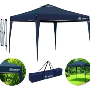 Tenda Gazebo Sanfonada Articulada Luvinco 3x3m Azul Impermeável Resistente Proteção Ao Ar Livre Camping Praia Eventos Montagem Prática Estrutura Resistente Durável