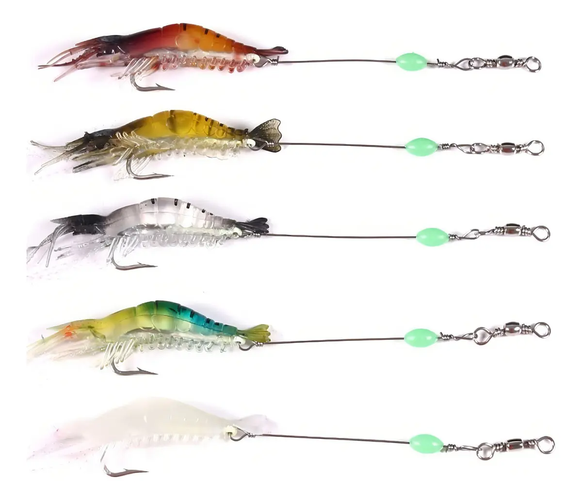 Kit 5 Iscas Camarão Artificial Robalo Tucunaré Corvina Top Cor foto LEGNA