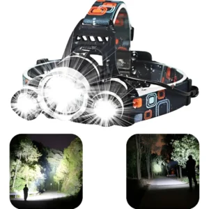Lanterna Farol De Cabeça Bike Camping Recarregável 3 Led