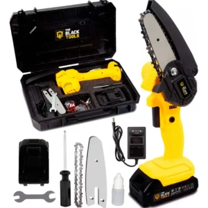 Motosserra Mini BTS-100 Bateria Recarregável 21v The Black Tools Cor Amarelo