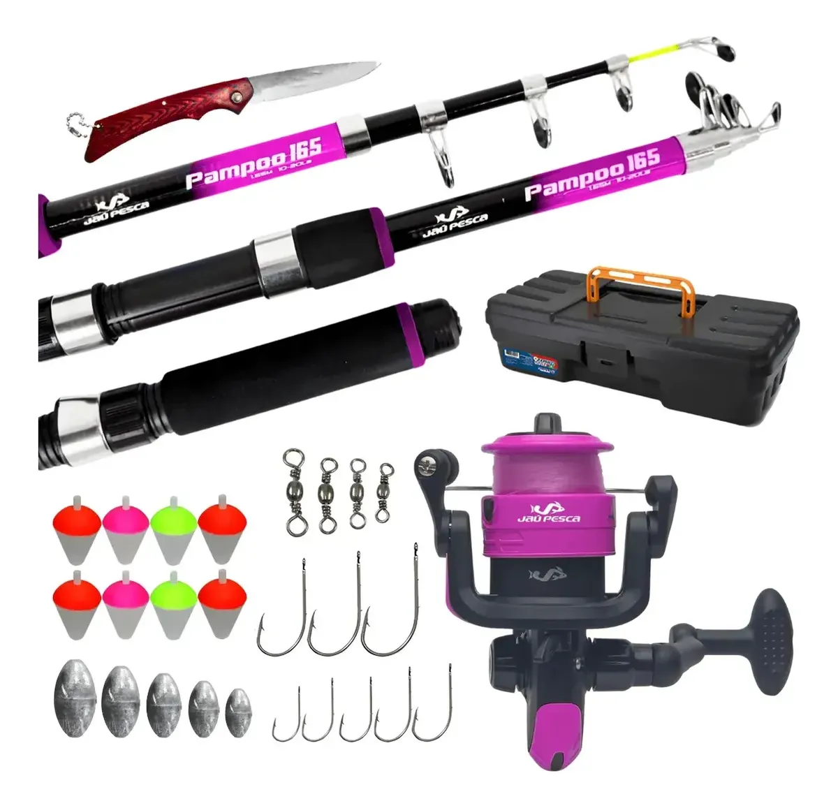 Vara De Pesca 20lbs Completa Com Molinete E Linha Jau Pesca