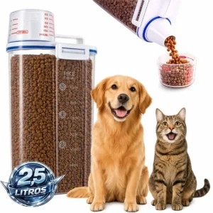 Pote Hermético para Ração de Gato e Cachorro com Capacidade de 2,5 Litros