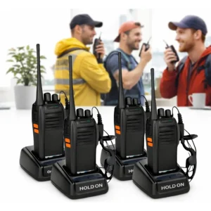 Kit 4 Radio Walk Talk Comunicador 16 Ch 12km Baofeng 777 Ht Cor Preto Hold On