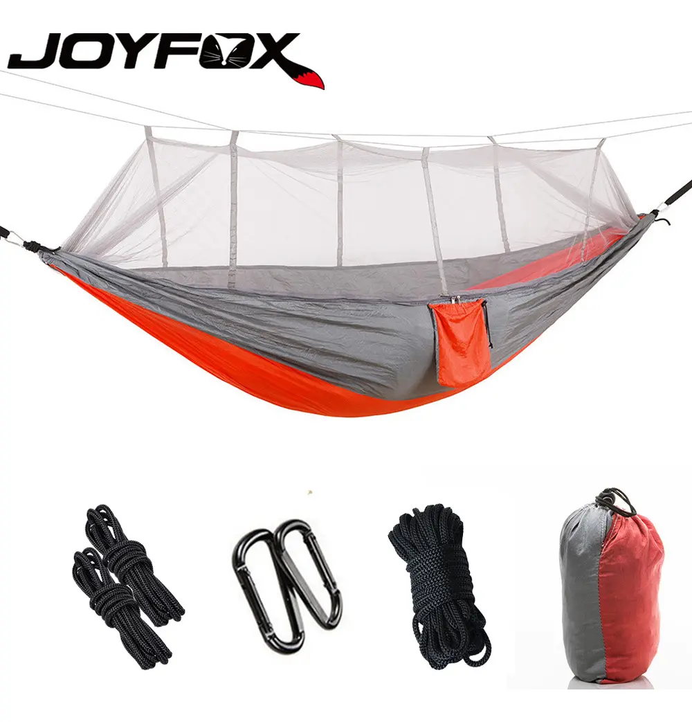 Rede de Dormir Joyfox Camping com Mosquiteiro 260x140cm 300kg Laranja