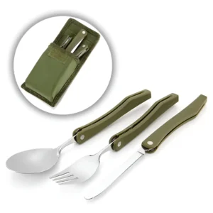 Kit Talheres Colher Garfo Faca Aço Dobráveis Acampamento