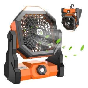 Ventilador De Acampamento Recarregável Portátil Com Led Luz Cor Laranja