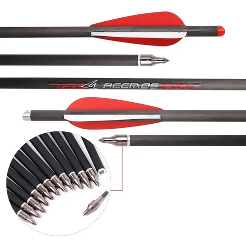 Kit 6 Flechas Seta 54cm Fibra De Carbono Para Besta Balestra