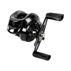 Carretilha Perfil Baixo Preta Com Manivela Esquerda, Carretilhas De Pesca Compacta E Durável, Artigos De Pesca Ideal Para Pesca Em Água Doce, Salgada, Pesca Esportiva E Pesca Noturna Ao Ar Livre.