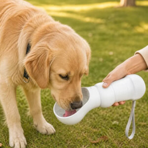 Bebedouro Garrafa De Agua Portátil Cães E Gatos Silicone Dobrável 300ml Branco