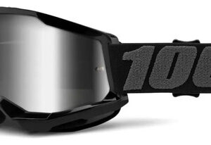 Óculos 100% Strata2 Black Off Road Motocross Trilha Enduro Cor Da Armação Preto Cor Da Lente Espelhada - Silver