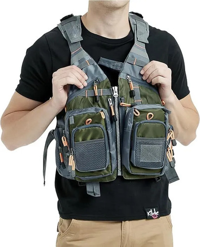 Colete Pesca Com Bolsos Alças Ajustáveis Para Pesca Ar Livre