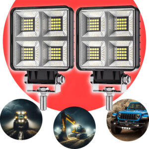 Par Farol Milha Led Quadrado Potente Caminhão Trator 240w