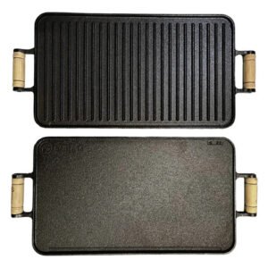 Grelha Chapa Bifeteira Dupla Face Ferro Fundido Grande 55x26