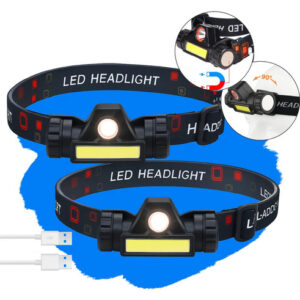 Kit Com 2 Lanternas De Cabeça Led Recarregável Usb Para Camping E Pesca