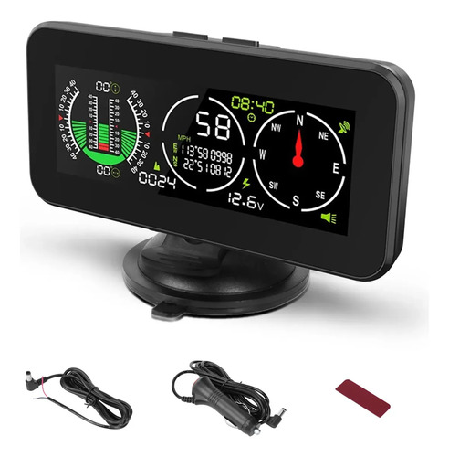 Inclinômetro Gps Automotivo Digital Velocímetro Hud Carro 4x4 Off-road Universal Tela Colorida Medidor De Inclinação