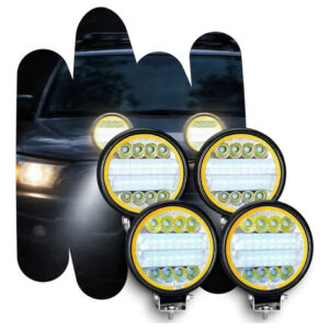 Kit 4 Farol Milha Led 8d Redondo 126w 9-36v Power Universal