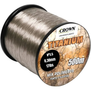 Linha P/ Pesca Titanium 0,30mm 17lbs 500m Crown Mono Fumê Cor Cinza