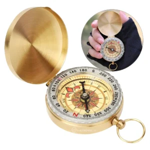 Bússola Retro Metal Camping Caça Trilha Viagem Pesca Dourado