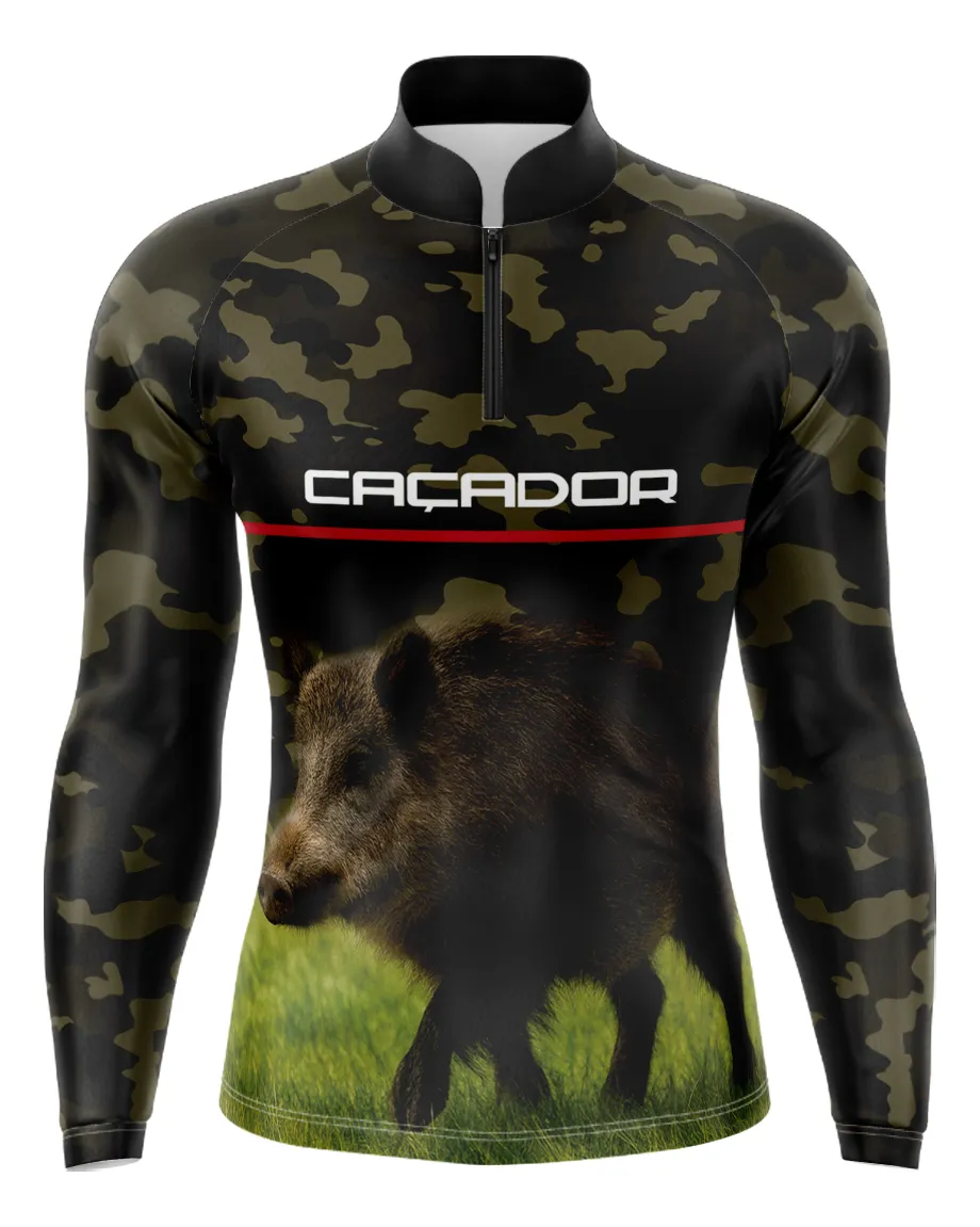Camisa Camiseta Caçador Javali Caça Proteção Uv50+ Conforto