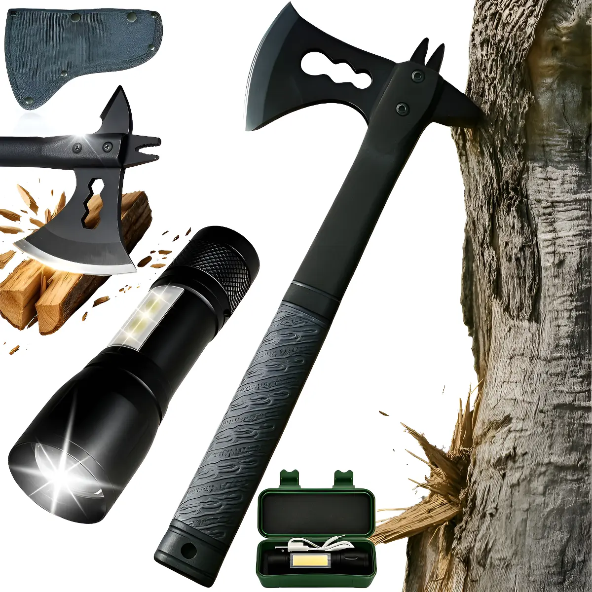 Machado Tático Com Serra Abridor De Garrafas+lanterna Sabre