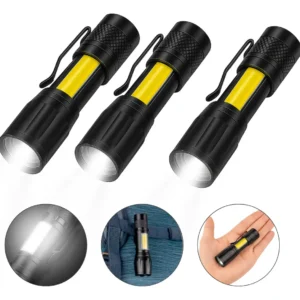 Kit 3 Mini Lanterna Tática Led Cob Forte Usb Recarregável Militar Profissional Com Zoom Cor Da Lanterna Preto Cor Da Luz Branco