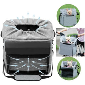 Bolsa Transporte Pet Mochila Bike Ninabag Ventilação Cão Gato Cinza