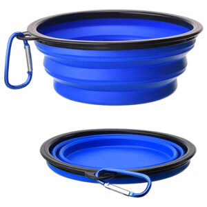 Pote Retrátil Ninabag Azul Para Cães Gatos Viagens Silicone 350ml