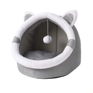 Cama De Pelúcia Para Animais De Estimação, Casa Meio Fechada