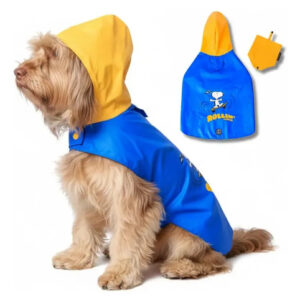 Capa De Chuva Para Cachorro Snoopy Azul Raças Grandes G