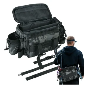 Mochila Pesca Oxford 600D Impermeável Multifuncional Expansível com Suporte para Vara