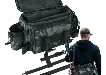 Mochila Pesca Oxford 600D Impermeável Multifuncional Expansível com Suporte para Vara